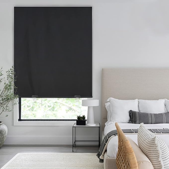 LazBlinds 100% Blackout Cordless Thermal Insulated UV Protection Privacy Curtain