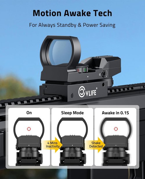 CVLIFE FoxSpook Green & Red Dot Sight - Motion Awake Reflex Optics for Picatinny | 31x21mm Large Window