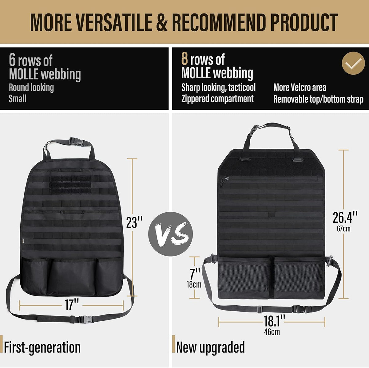 WYNEX Car Seat Organizer - Molle Backseat Cover with Visual Pockets & Sling Rack | Universal Fit for Trucks & SUVs
