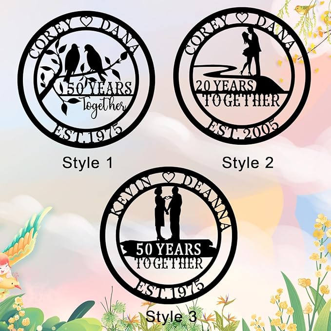 50th Wedding Gifts for Parents 20th/30th/40th/60th/Every Anniversary Wedding Gifts for Couple Parent Husband Wife, Best Anniversary Custom Gifts, Custom Metal Name Sign
