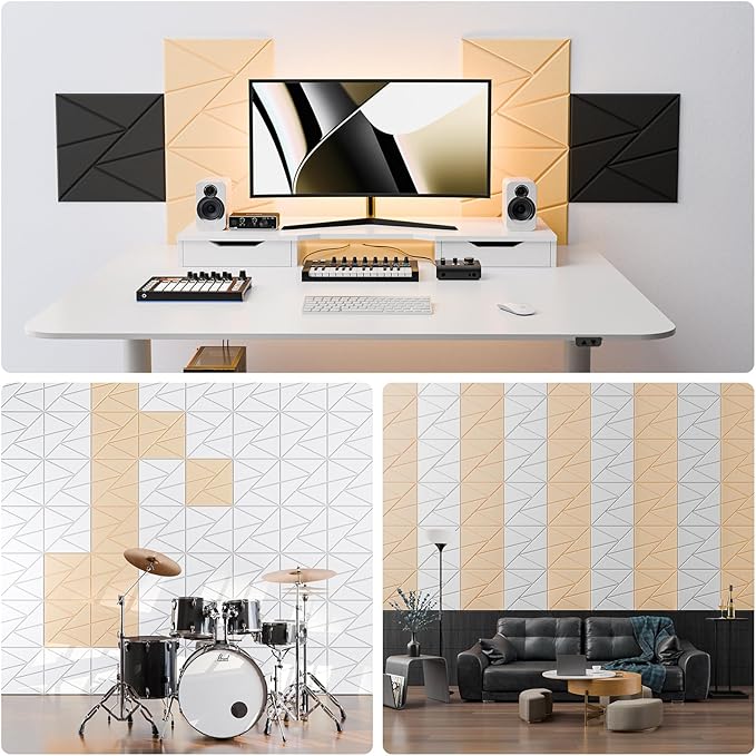 12 Pack Acoustic Panels with Self-Adhesive, Sound Panels High Density,
