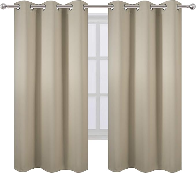 LEMOMO Beige Blackout Curtains 34 x 63 Inch Length/Set of 2 Curtain