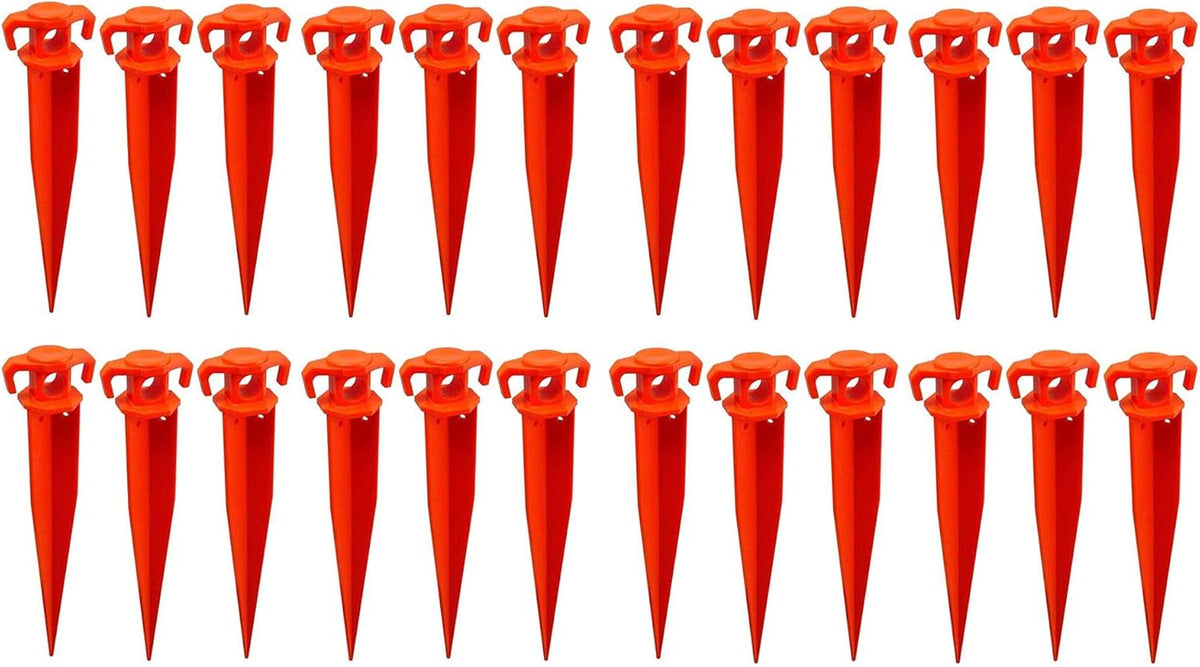 Pack of 24-11” Ground Stake Stick Strong Outdoor Camping Tent Or Garden Pegs– Orange