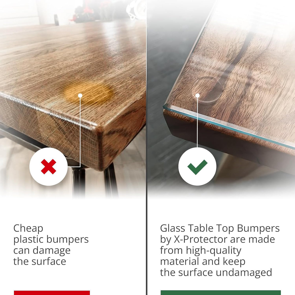 X-Protector Glass Table Top Bumpers - 20 PCS 1.2"- Non-Adhesive Glass Table Top Anti Slip Pads - Clear Rubber Glass Table Top Grippers - Glass Table Protector to Keep Glass Table Top from Sliding!
