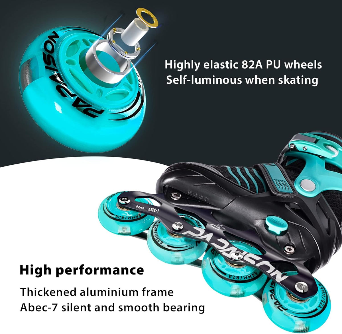 PAPAISON Adjustable Inline Skates - Light-Up Roller Skates for Kids Ages 4-16 | Perfect for Outdoor Fun