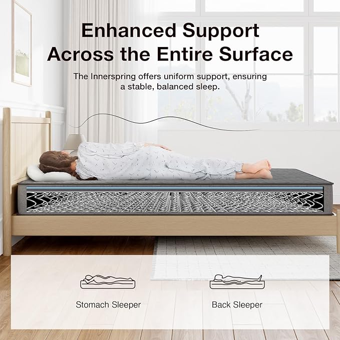 Novilla Full Size Mattress 6 Inch, Hybrid Mattress Full in a Box with Steel Coils & Gel Memory Foam for Pressure Relief & Body Support & Cooling Night Sleep, CertiPUR-US Certified Mattresses for Kids
