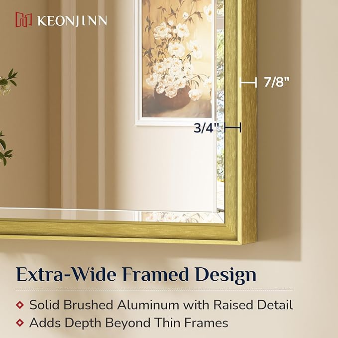 Keonjinn 20" x 30" Gold Bathroom Mirrors