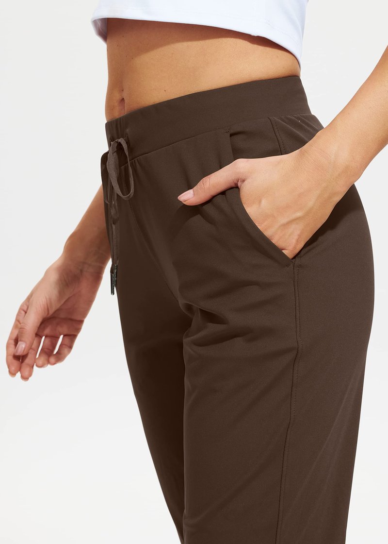 Libin Women's Joggers Pants Athletic Dance Sweatpants with Pockets Running Tapered Casual Pants for Workout,Lounge, Brown XXL