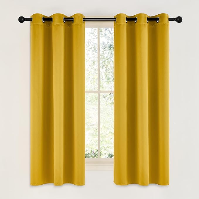 NICETOWN Gold Blackout Cafe Faux Silk Curtains