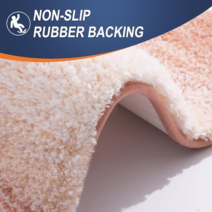 OLANLY Bathroom Rugs Mat 45x27, Extra Soft Absorbent Microfiber Bath Rugs, Rubber Backing, Quick Dry, Machine Washable Bath Mats for Bathroom Floor, Tub and Shower, Home Decor Accessories, Peach