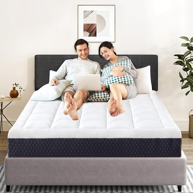 ONENICE 8 Inch Queen Mattress in a Box, Breathable Gel-Memory Foam Plus Pillowtop Mattress for Pressure Relief, CertiPUR-US Certified Bed in a Box, Fiberglass-Free