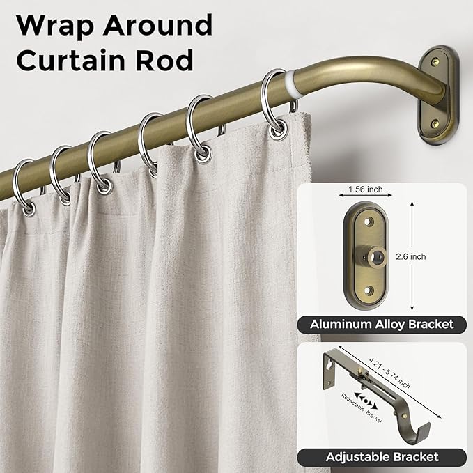 Curtain Rods 36-88 Inch, Antique Bronze Wrap Around Blackout Curtain Rods