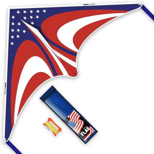 Delta Kite Set - Easy Launch for Kids & Adults | Perfect for Beach & Park Activities (Speed Triangle American Flag)