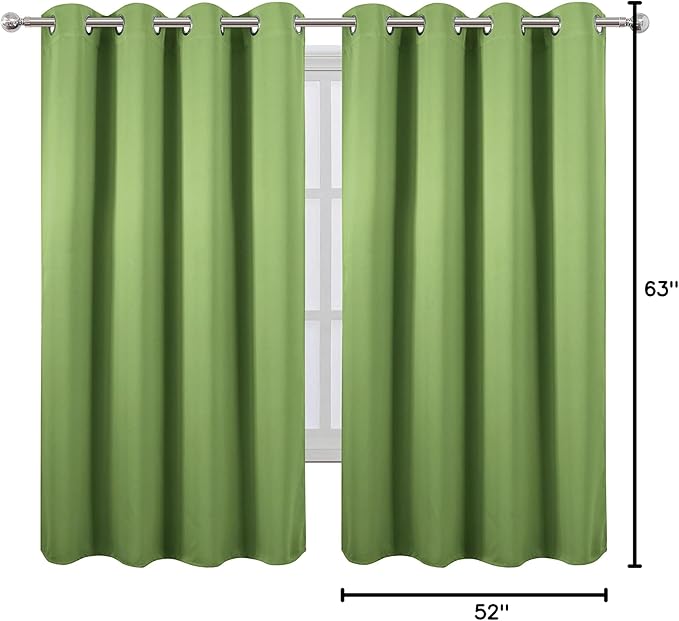 LEMOMO Blackout Curtains 52 x 63 inch/Light Green Curtains Set of 2