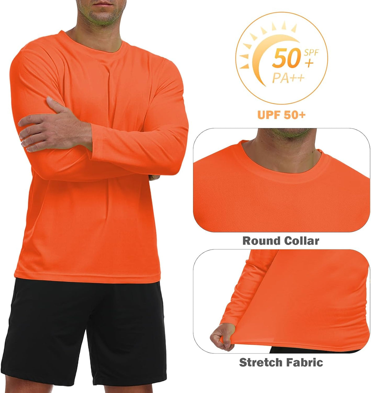 Skiennix Men's Long Sleeve Sun Shirt - Lightweight UV Protection Quick Dry Hiking & Fishing Tee