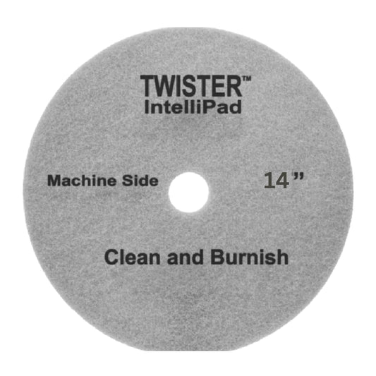 Diversey DD1229107 TASKI Twister Intellipad Diamond Coated Floor Machine Cleaning Pad, Made in USA, Burnish to High Super Gloss Finish, Grey/Brown, 14-inch (Pack of 2)