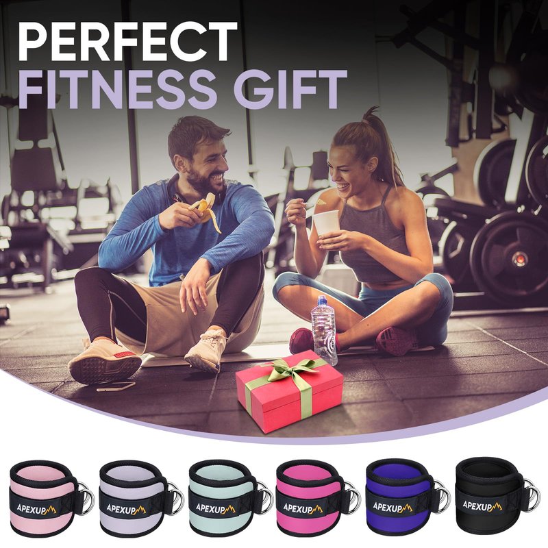 APEXUP Ankle Strap for Cable Machine, Ankle Resistance Bands, Cable Kick Back Ankle Straps for Gym, Glute Workouts, Leg Extensions, Adjustable Straps with Neoprene Padding (Single, Pastel Purple)