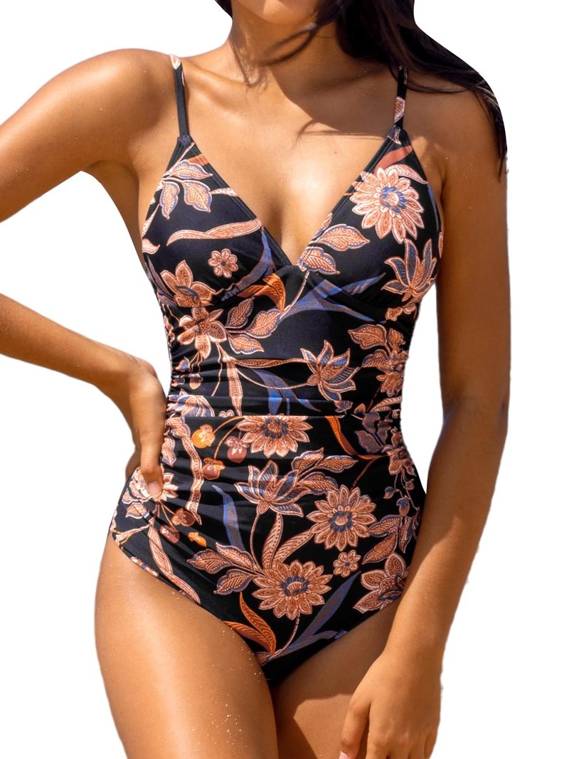 CUPSHE Women's One Piece Swimsuit Tummy Control V Neck Bathing Suits XXL