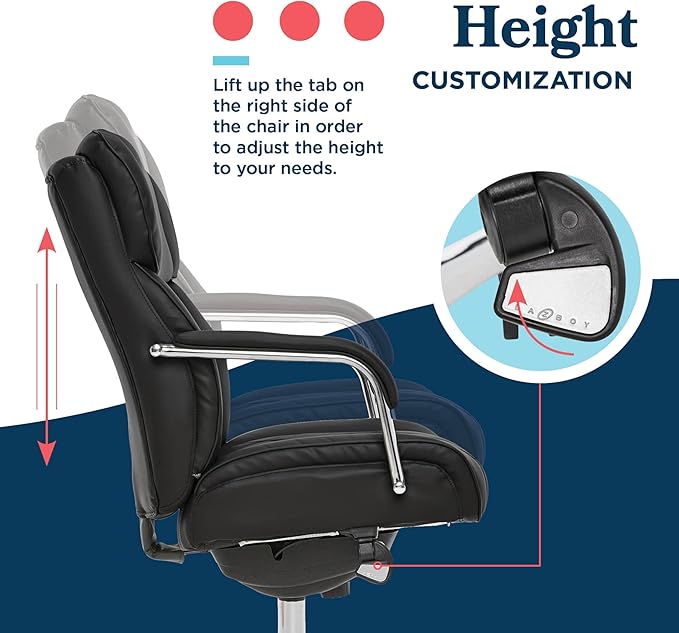 La-Z-Boy Sutherland Ergonomic Faux Leather Swivel Computer and Desk Chair, Black (CHR10048A)