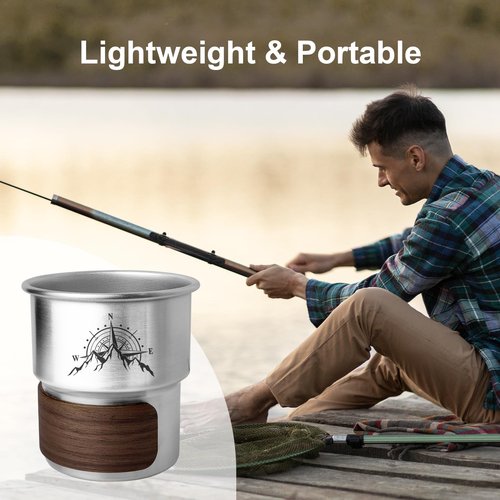 Jutasty Funny Stainless Steel Camping Coffee Cup for Camping Lover, Outdoor Camping Mug for Coffee Cold Beverages, Portable Camping Hiking Backpacking Travel Cup 9.5oz(280ml), Arctic Snow Mountain