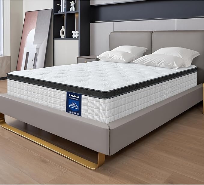 12 Inch White Full Spring Mattress,Medium Firm with Gel Memory Foam,Individually Pocketed Coil,Fiberglass-Free Fire Retardant CertiPUR-US Certified,75"*54"*12"