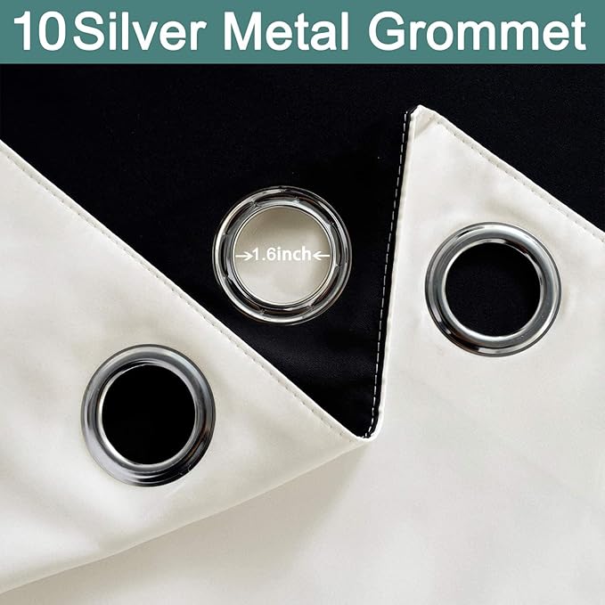 Yakamok Full Blackout Curtains 84 Inches Long, 2 Thick Layers Grommet Top