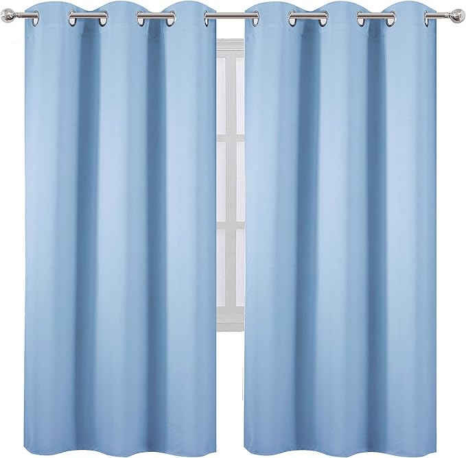 LEMOMO Sky Blue Thermal Blackout Curtains/42 x 72 Inch/Set of 2 Panels Room