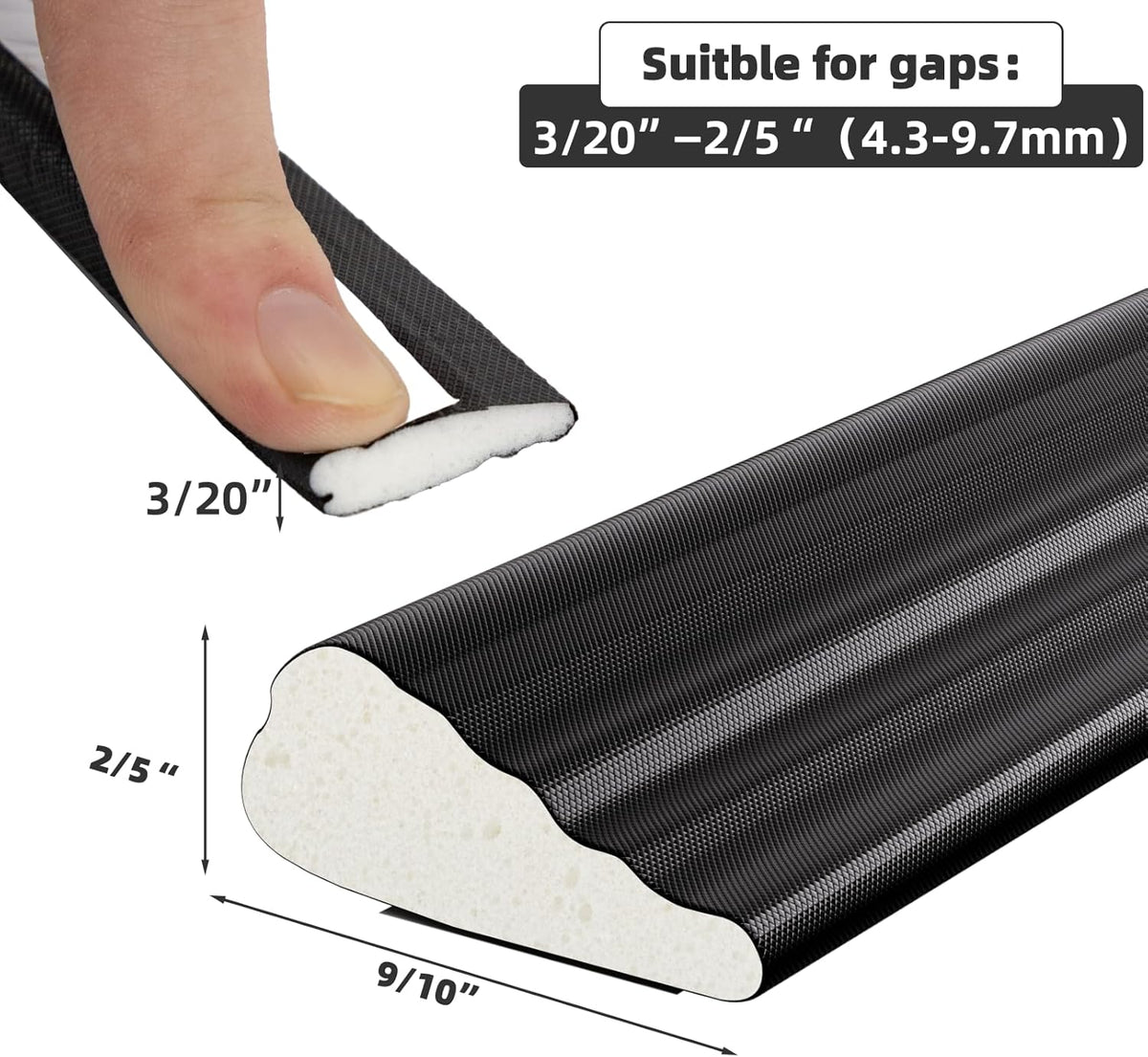 3 Pack*16.4 Ft Weather Stripping Seal Strip for Doors,Soundproofing Window Insulation Draft Stopper for Winter, Selfadhesive Foam Weather Strip for Door Frame,Door Gap Filler Noise Blocker(Black)