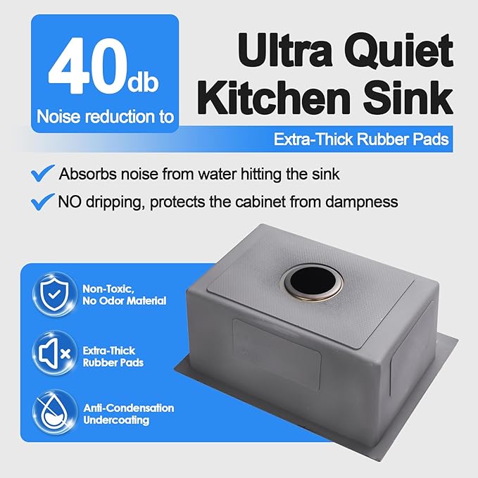 25x18x9 Inch Drop in Kitchen Sink, Handmade 304 Black Stainless Steel Single Bowl, Topmount with 2 Holes, R10 Tight Corner, for Modern Kitchen/RV/Outdoor Sink