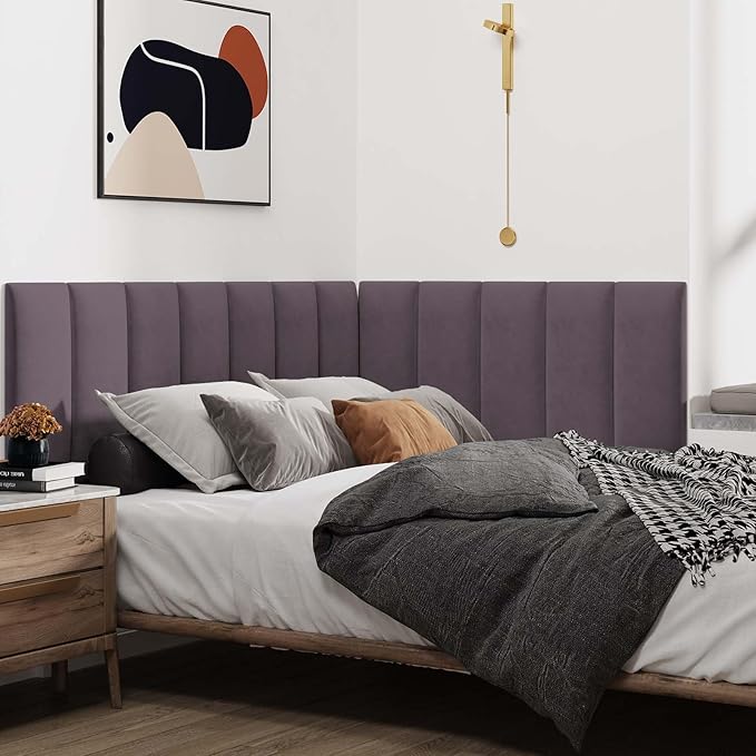 IFNOW Wall Mounted Upholstered Headboard Queen, 3D Peel and Stick Soundproof