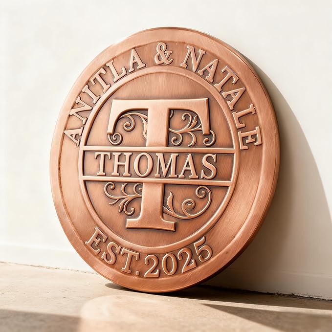 Copper Decor Metal Family Wall Decor Last Name Signs Welcome to Our Home Outdoor Wall Art Wedding Gifts Personalized Family Name Sign Anniversary Wedding Gifts for Couples 2025 Women,Wife, Parents, Housewarming
