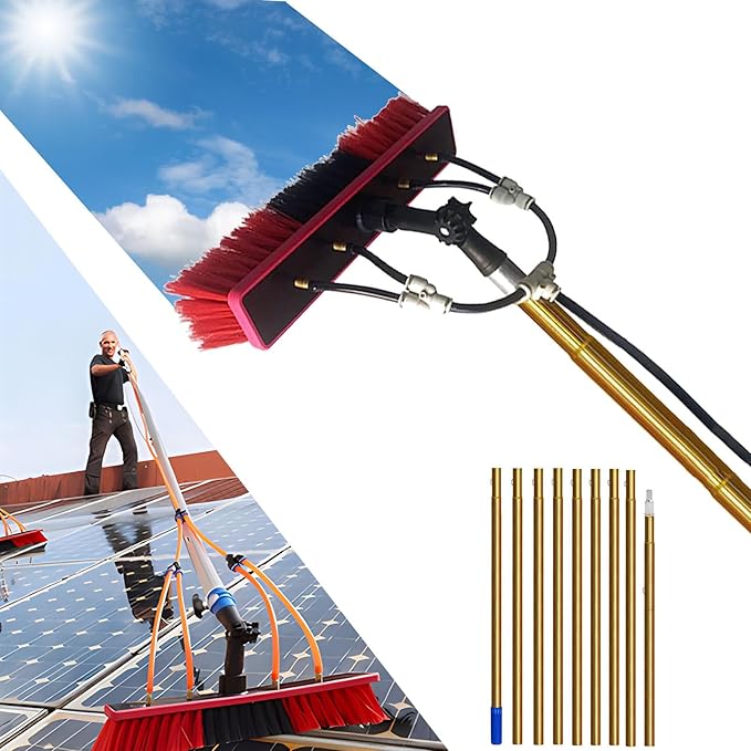 27FT Water Fed Pole & Backpack Window Cleaning Kit with Telescopic Brush Extendable Window Washer for Conservatory Roof Photovoltaic Panel Cleaning