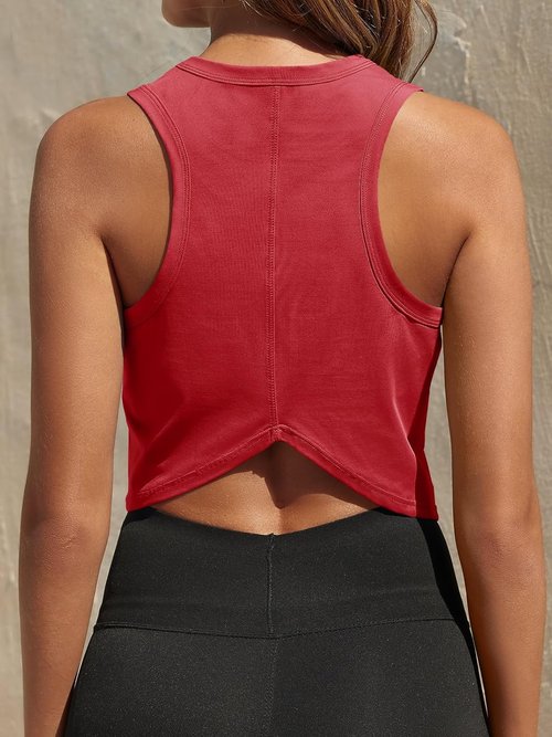 Fisoew Women's Racerback Cropped Tank Top - Sleeveless Yoga & Workout Shirt | Comfortable Fit