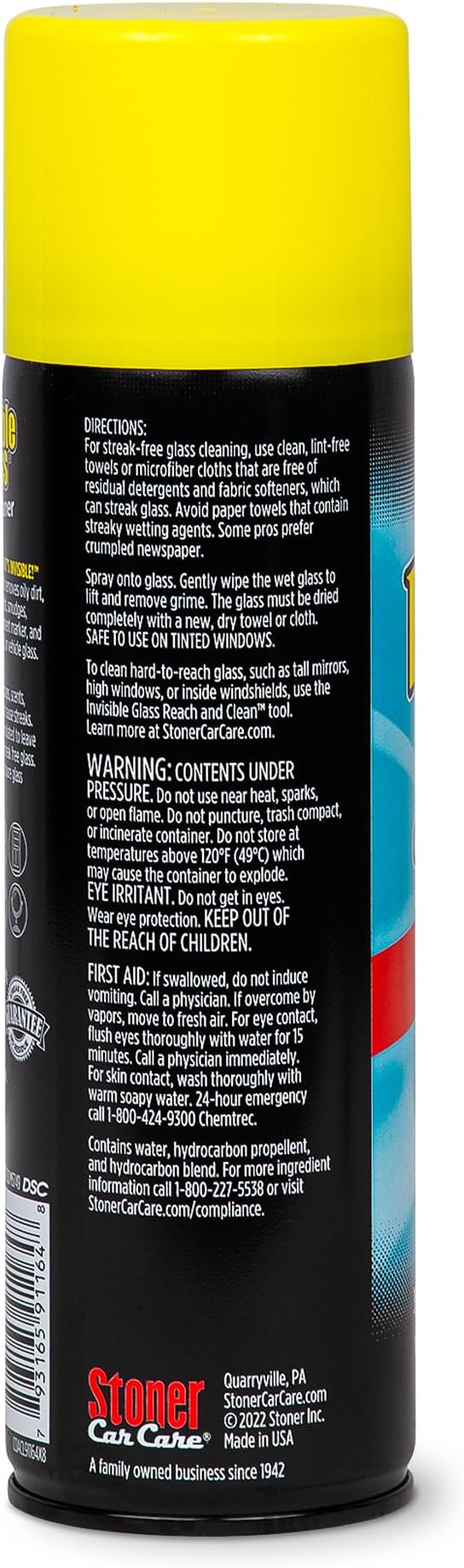 Invisible Glass 91164-4PK Premium Aerosol Glass Cleaner Spray for Car Windshields and Windows, Automotive and Home Window Cleaner, Streak-Free, Ammonia-Free, Tint-Safe ?€? 19 oz (Pack of 4)