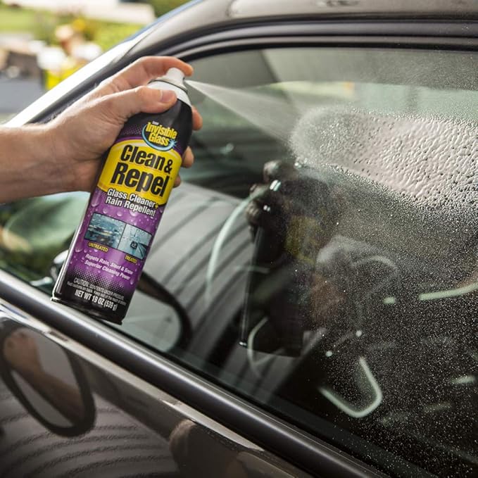 Invisible Glass 91184 Clean & Repel ?€? Aerosol Glass Cleaner and Rain Repellent, Cleans Exterior Windshields, Repels Rain, Sleet, Snow, Improves Wet Weather Driving Visibility ?€? 19 oz
