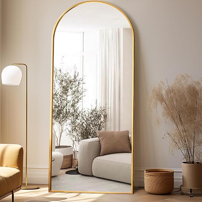Rowjut Large 71"x30" Arched Full Length Mirror, Living Room, Wall Mounted &