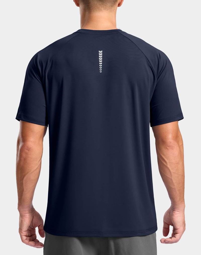 G Gradual Men's Athletic Workout T-Shirts Moisture Wicking Cooling Running Shirts Short Sleeve Performance Tee for Gym Tennis(Navy,L)
