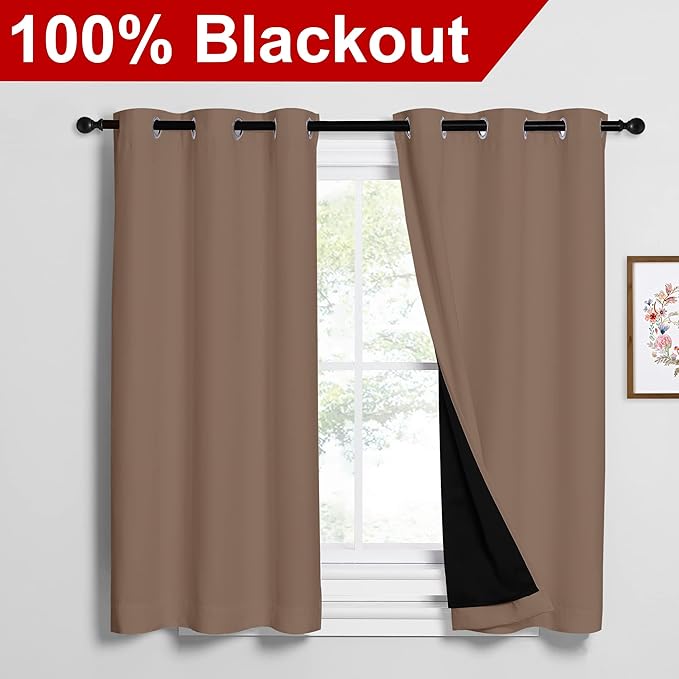 NICETOWN Bedroom Full Blackout Curtain Panels, Super Thick Insulated Window