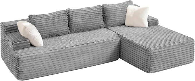 Hobestluk Modular Sectional Sofa Couches L-Shape Couch 3 Seat Modular Sofa Memory Foam Sectional Couches for Living Room, Cloud Couch with Oversized Chaise (96“ Right Facing)