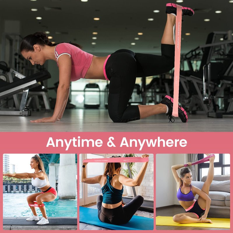 WIKDAY Resistance Bands for Working Out Exercise Loop Bands Workout Bands Set for Men Women Body Stretching, Training, Home Workout, Physical Therapy, Booty Legs, Set of 5 (Pink Purple)