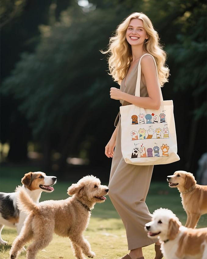 METALPHA Aesthetic Tote Bag for Women Girls - Resuable Double-Sided Printed Canvas Tote Bag with Snap Closure and Pocket