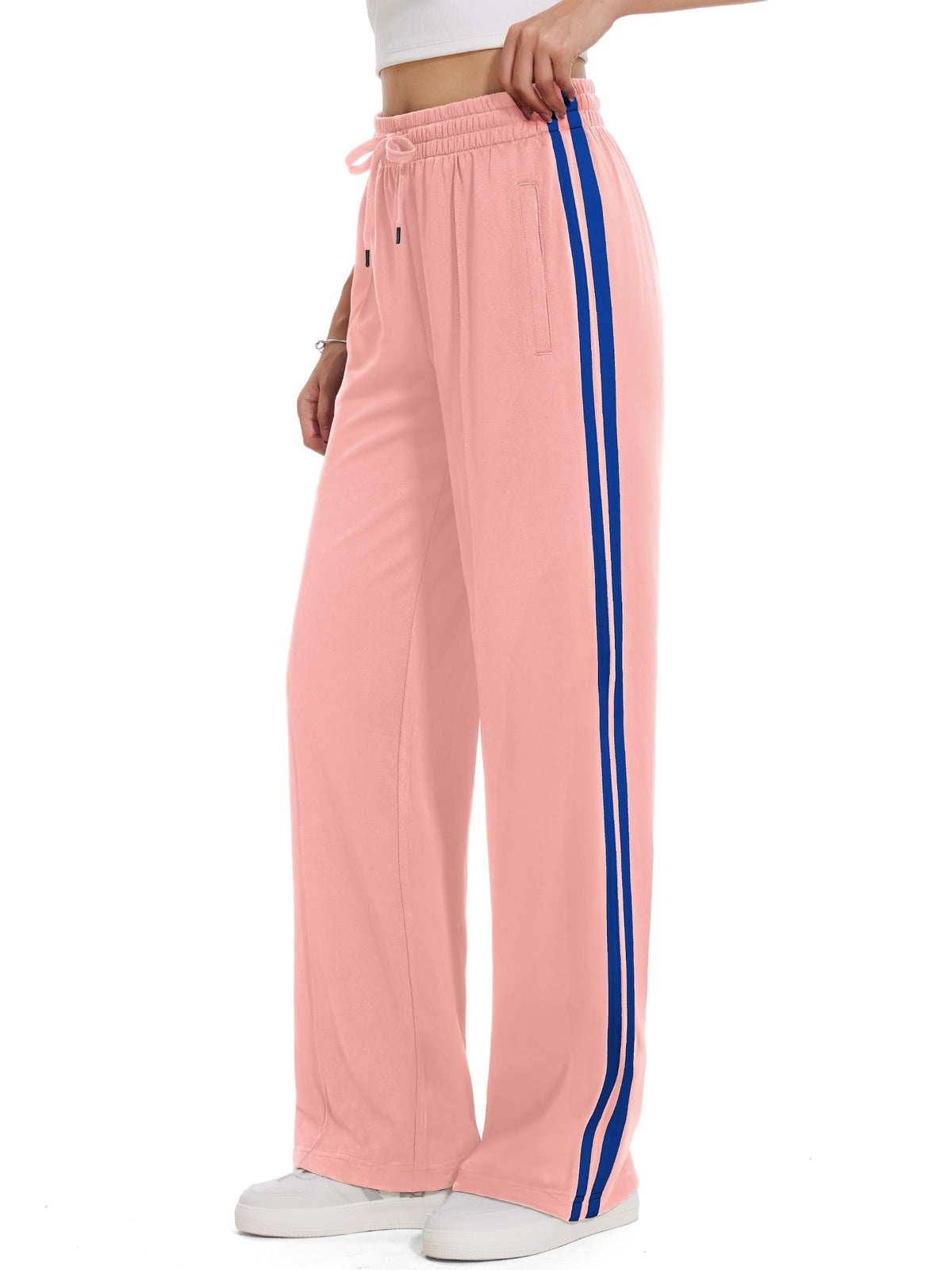Tapata Petite Women's 28" Inseam Track Pants Elastic Waistband Y2K with Zipper Pockets Dance Studio Sweatpants, Pink, S