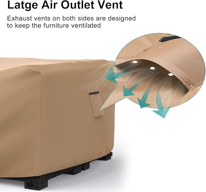Patio Furniture Set Cover Waterproof, Heavy Duty Furniture Covers for Outdoor Sectional Sofa Set Wicker Rattan Table Chair Rectangular,128"L×83"W×28"H,Brown