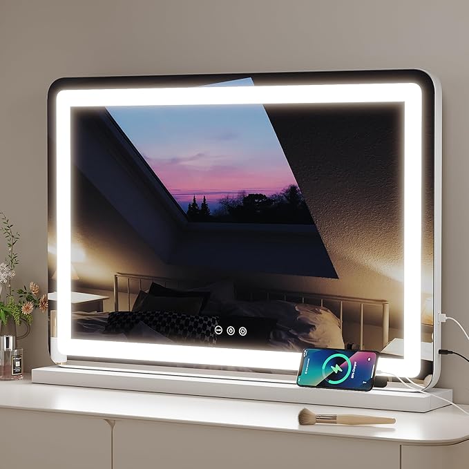 ZL ZELing Vanity Mirror with Lights, LED Makeup Mirror, Dimmable 3-Color