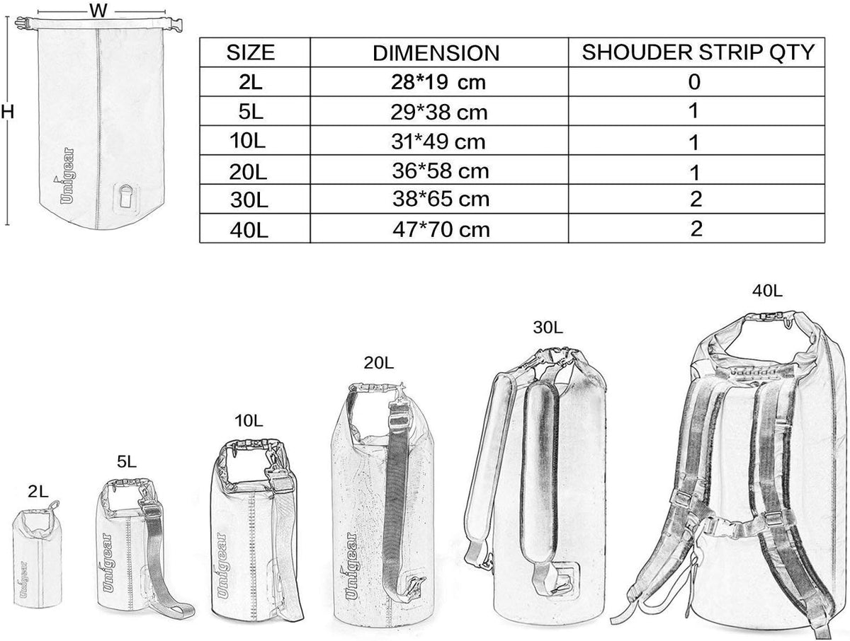 Unigear Waterproof Dry Bag - Lightweight Floating Design for Kayaking, Boating, Fishing | 2L-40L Sizes