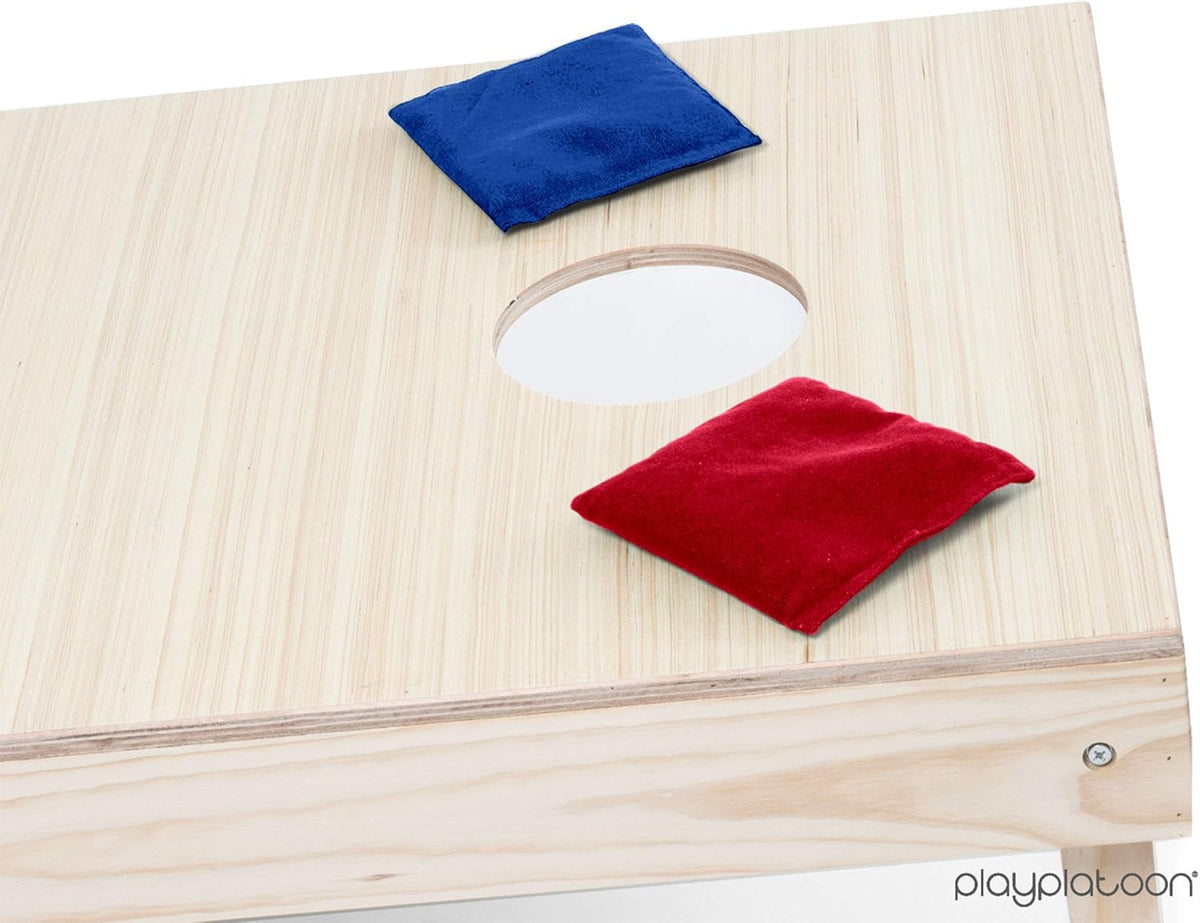 Play Platoon Cornhole Bags Set - 8 All-Weather Red & Blue Bags with Horizontal Scoreboards