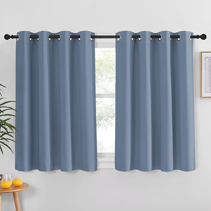 NICETOWN Short Blackout Stone Blue Curtain 54 inches Long