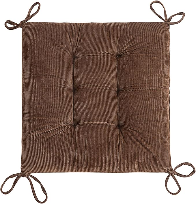 Outdoor Patio Cushion, Rocking Chair Cushion, Tufted Pads, Set of Upper and Lower with Ties Pack of 2 (2 Sets) - Back 20"×17", Seat 17"×17" (Brown)