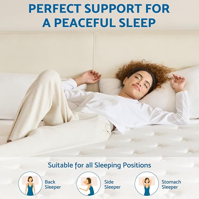 King Mattress, 14 Inch Hybrid Mattresses with Pocket Springs, Medium Firm King Size Mattress in a Box, Upgraded Support