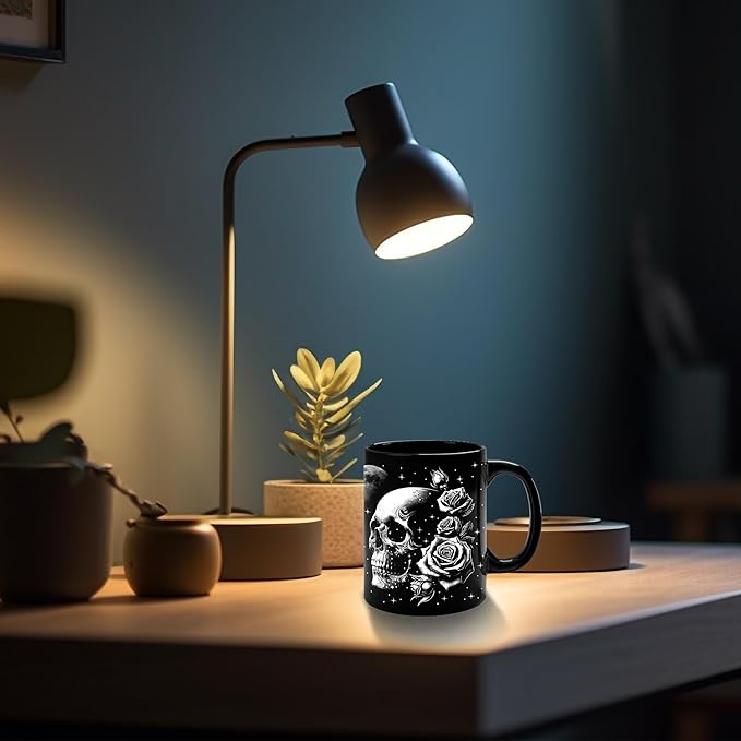 Roses And Skull Mug 11Oz Goth Gifts for Women Skull Gifts for Women Witchy Home Decor Halloween Mug - Goth Decor Gothic Cup Halloween Decorations